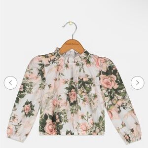 NWOT, Chaser, Girls, Floral Blouse, Elastic Wrists/Hem, Ruffle Neckline